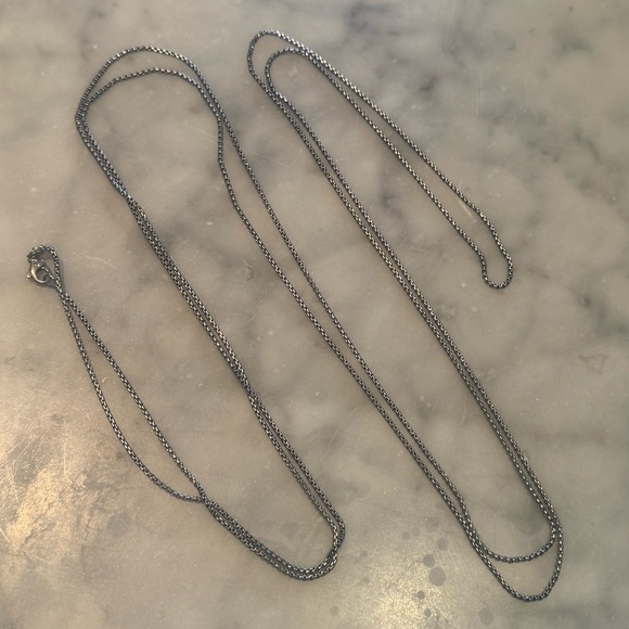 ✨David Yurman Small Box Chain Layering Necklace 72in with 14kt Accent✨ - Picture 3 of 6